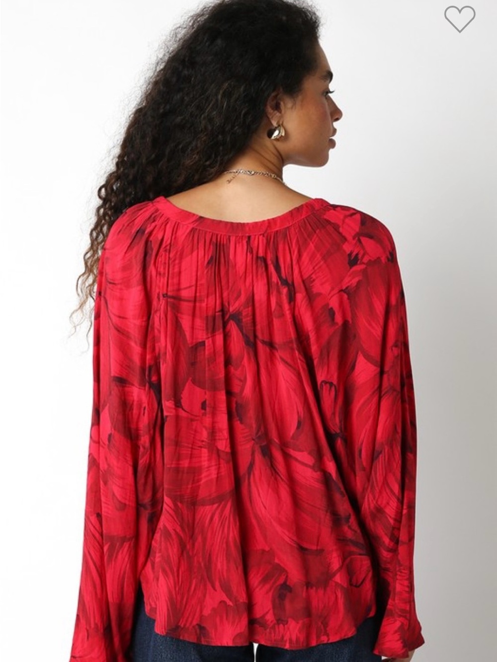 Olivaceous Red Floral V-Neck Blouse | Flowy Boutique Top | Boho - Picture 4 of 5